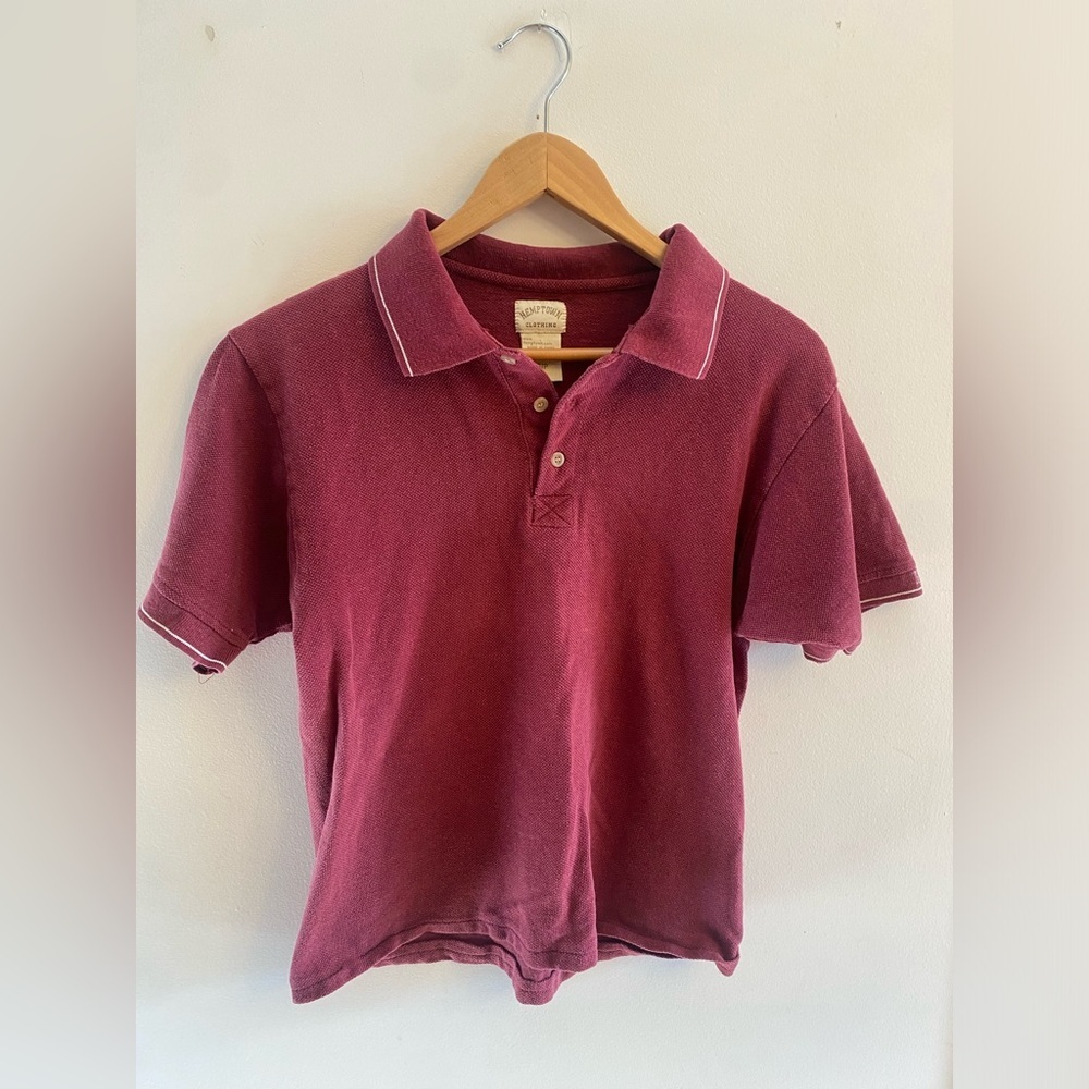 Hemptown Men’s Polo SMALL Burgundy Hemp Cotton